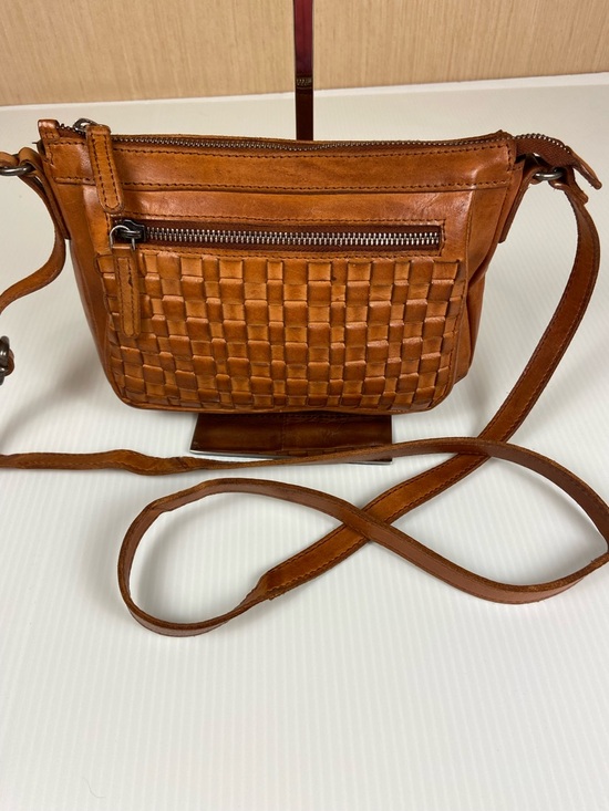 Vilenca Holland Handbags - Y2K Woven Leather Crossbody Bag Cognac Brown Boho Small Zip Vilenca Holland
